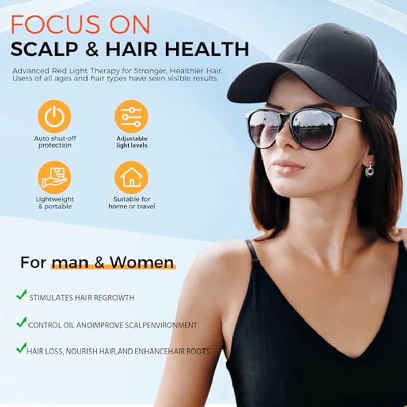Red Light Hair Growth Cap - Laser Hair Growth Cap, The Adjustable Portable Laser Cap, Promote Hairs