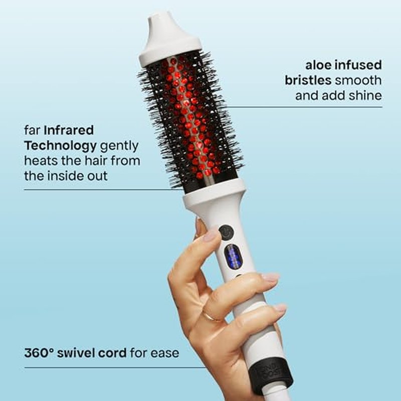 BONDIBOOST Infrared Thermal Brush, Heated Thermal Round Brush for Smooth + Shiny Hair, Dry Hair Styling for Instant Volume, Less Hair Breakage + Minimizes Snags, Frizz-Free