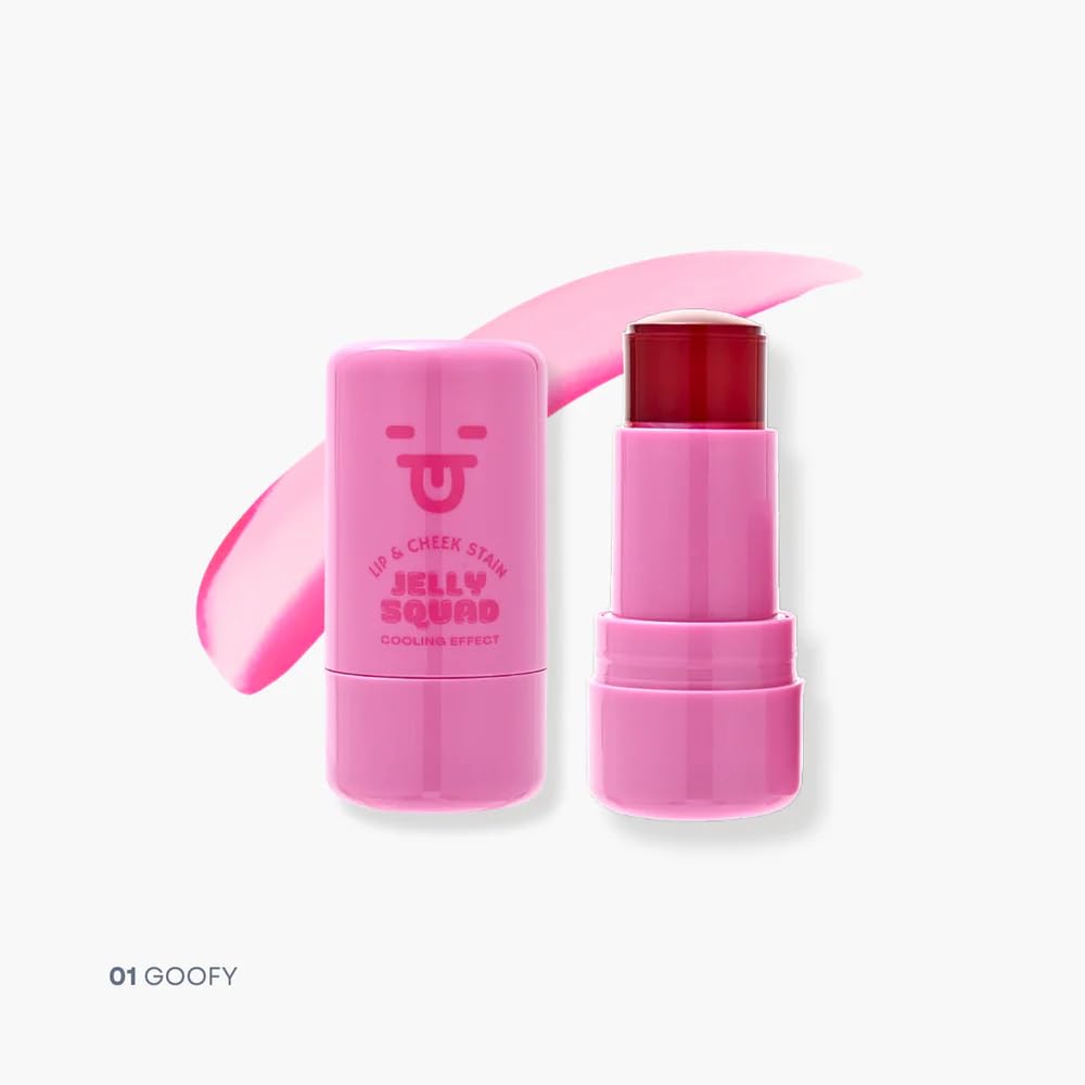 OZ LAB Jelly Squad Lip and Cheek Stain 2 in 1 Tinted Jelly Blush and Lip Stain Long Lasting Lightweight Natural Finish Goofy Cherry Pink, 0.28 FL.OZ/8G，pack of 1