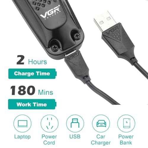 VGR 972 Professional Hair Trimmers, Precision Beard Trimmer for Men, Cord/Cordless and Rechargeable with LED Display