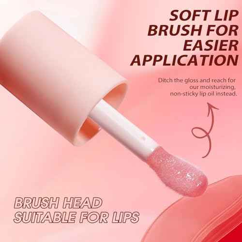 Lipstick Primer Jolilab Fruit Lip Oil,Hydrating Lip Glow Oil Plumping Glass Finish Moisturizing Lip Gloss Lip Tint Fruit Extract Lip Oil Tinted for Dry Lip and Lip Care(Strawberry Flavor)