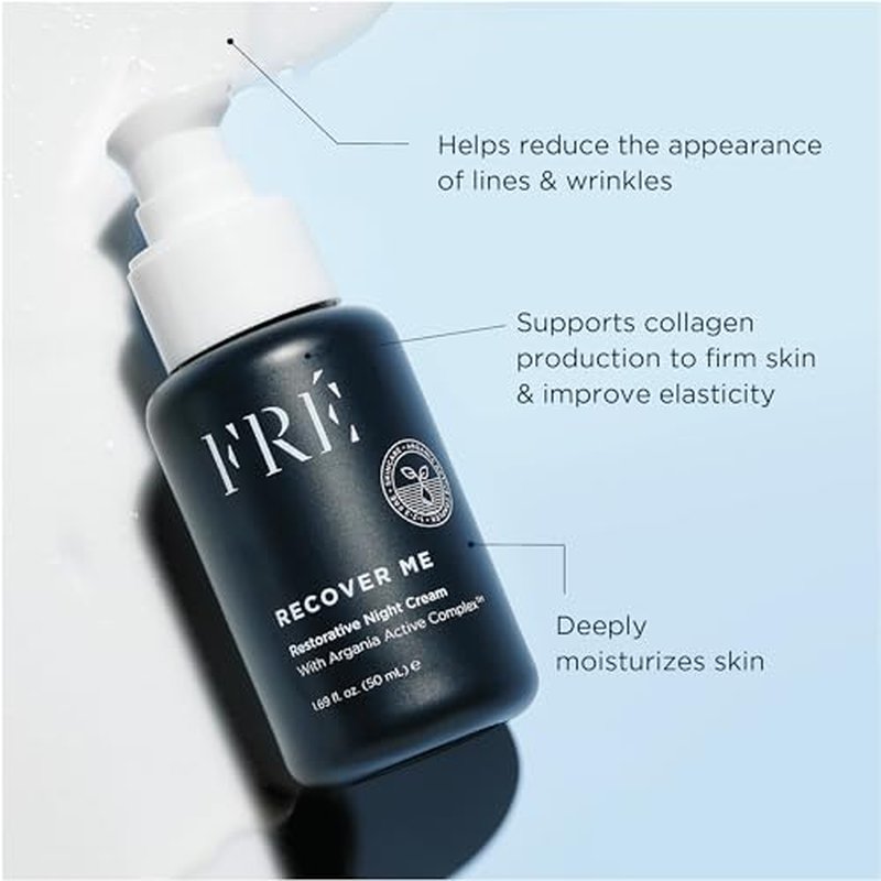 Moisturizer Face Cream for Night, Recover Me by FRE Skincare - Anti-Aging Formula for Fine Lines & Wrinkles - Argan Oil Complex, Hyaluronic Acid & Niacinamide - Vegan, Paraben-Free