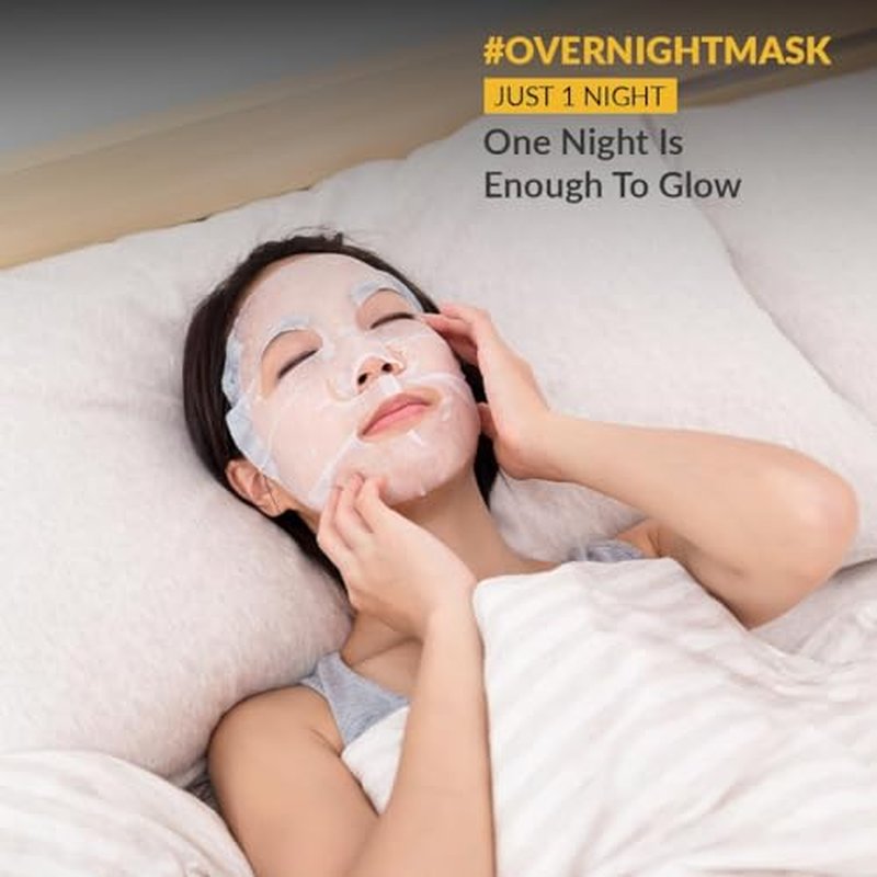 Bee & Beauty Bio Collagen Overnight Mask Pack Of 20 Korean Face Mask For Glass Skin Sheet Mask For Deep Hydration, Pore Minizmizing With Goodness Of Honey
