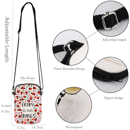 WCGXKO Ladybug Lover Gift Ladybug Party Favors Enjoy the Little Things Zipper Crossbody Purses Bag Messenger Bag (LITTLE THINGS CR)