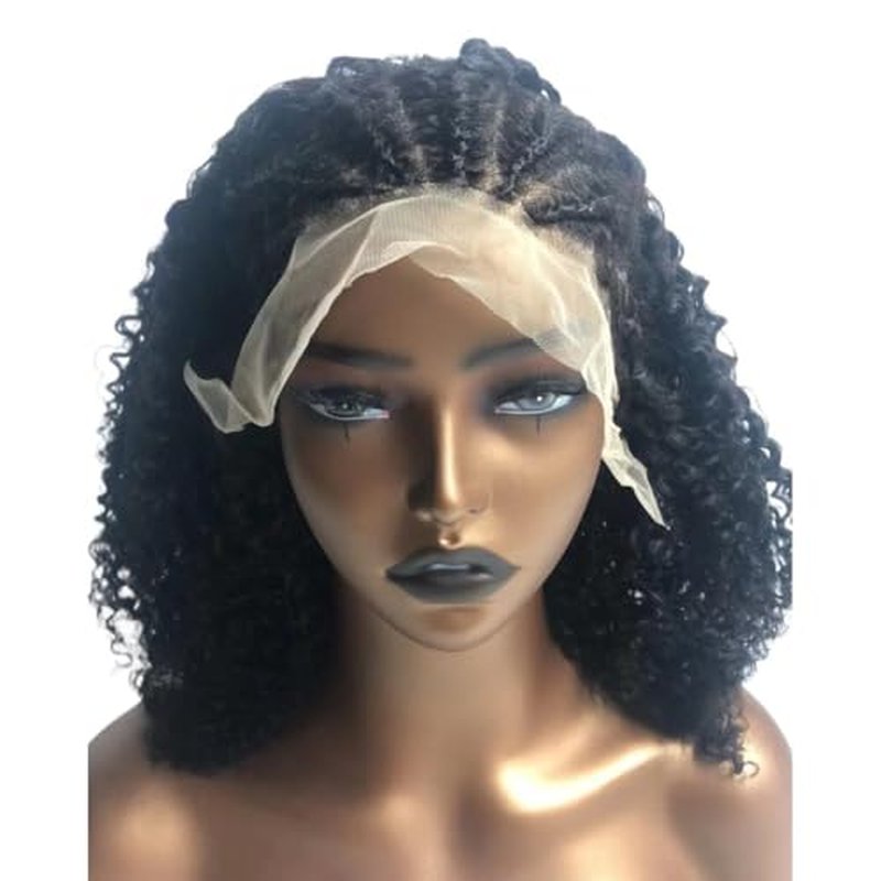 200% Density 100% Human Hair Braided Wigs for Black Women, Lightweight Handmade Braids 13x4 Lace Front Afro Queen Pre Braided Cornrow Glueless Wigs (16 inch)