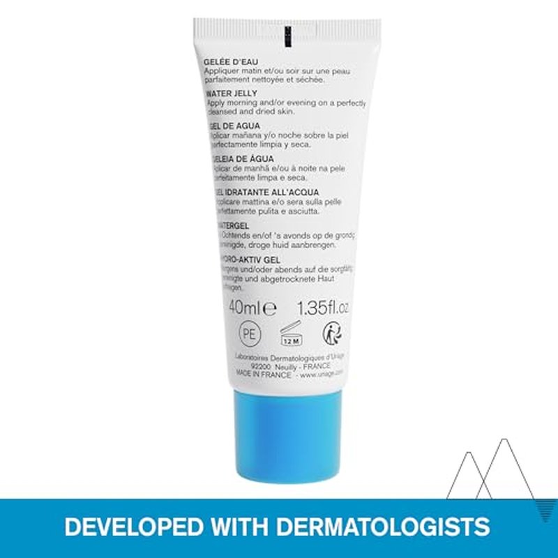 URIAGE Water Jelly | Moisturizing Face Gel with Hyaluronic Acid, 24H Intense Hydration & Shine Control, Non-comedogenic, 40 mL / 1.35 oz