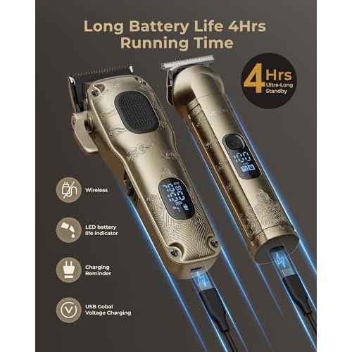 Hair Clippers for Men Professional, Cordless Hair Clippers for Hair Cutting, Mens Clippers and Trimmers Set, Electric Hair Trimmer for Men with Package Case
