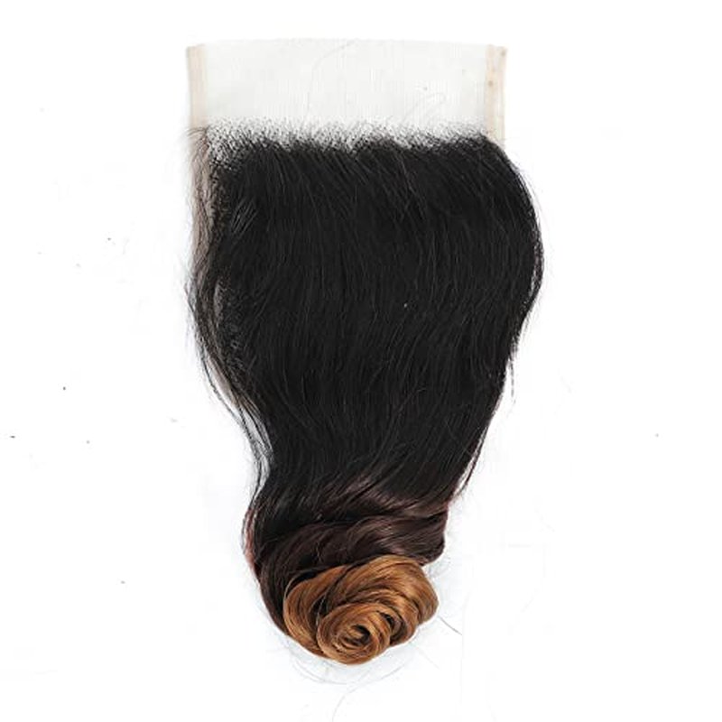 Ombre Bundles With Closure Loose Wave Bundles With Closure Human Hair Bundles With Closure 100% Brazilian Virgin Human Hair 3 Bundles With 4x4 Lace Closure Ombre Color T1B/4/30 (14 16 18+12)