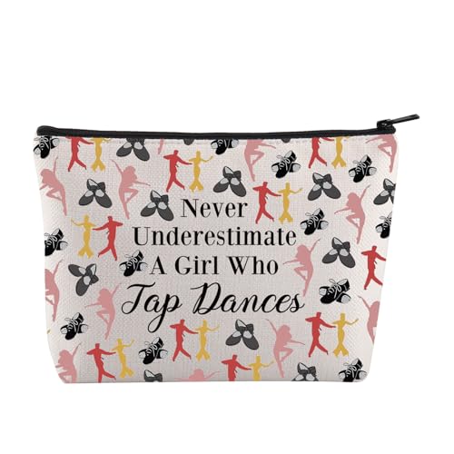 JYTAPP Tap Dance Lover Cosmetic Bag Never Underestimate A Girl Who Tap Dances Tap Dancer Gifts Tap Dance Dancing Gift