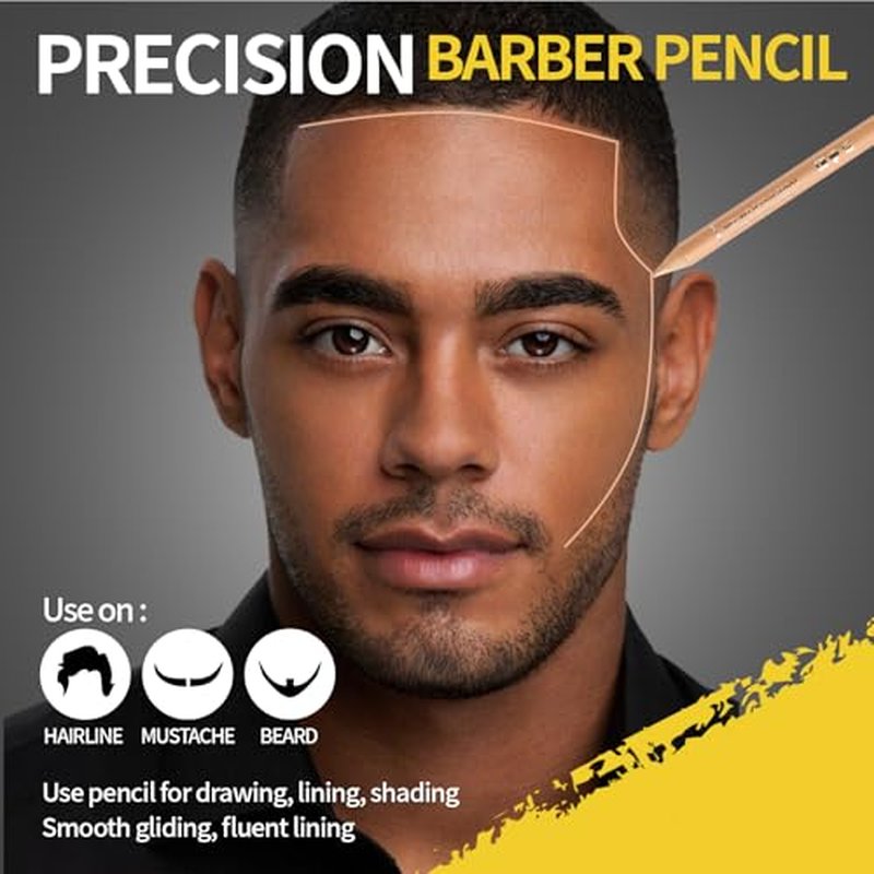 Noerrors 12Pcs Barber Pencil Beige Skin Tone Magic Hairline Pencils Set Beard Guide Pen with Sharpener Barber Chalk for Lineup Edge Hair Design Shaping Trace Makeup Tool for Men