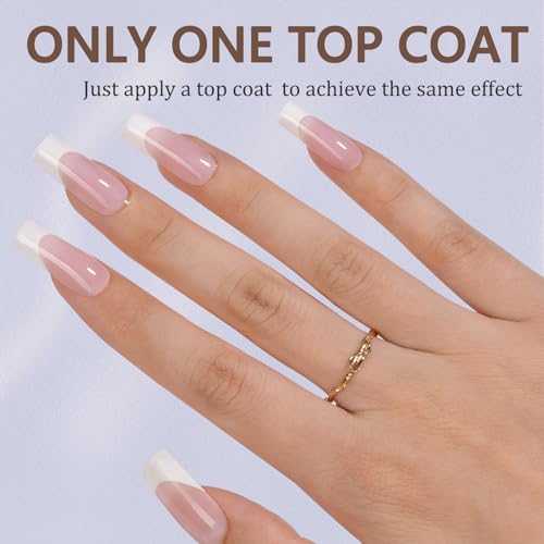 Misssix French Gel Nail Tips, 240Pcs French Tip Press on Nails Long Square Pink, No Need to File Tips Pre-lasting, Fake Nails for Nail Art DIY 15 Sizes