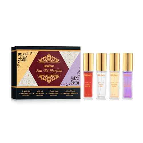 Roseye Eau de Parfum Gift Set ? 4 x 0.34 Fl Oz Travel Size Unisex Perfumes, Long Lasting Middle Eastern Inspired Scents, Elegant Mini Fragrance Set for Daily Wear, Holiday & Christmas Gifts