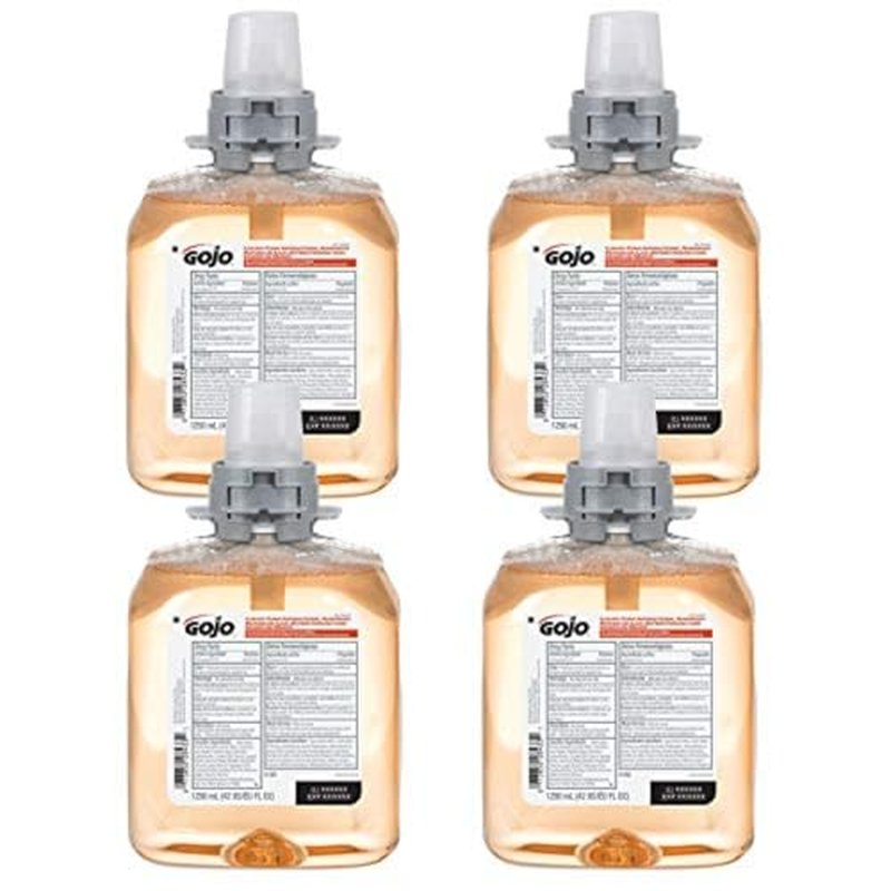 GOJO Luxury Foam Antibacterial Handwash, Fresh Fruit Fragrance, 1250 mL Foam Hand Soap Refill FMX-12 Push-Style Dispenser (Pack of 4) ? 5162-04