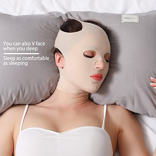 Facial Slimming Strap,Facial Slimming Mask Chin Strap Three Dimensional V Shaped Face Slimming Belt Eliminates Sagging Skin And Improves Contour (Full face)