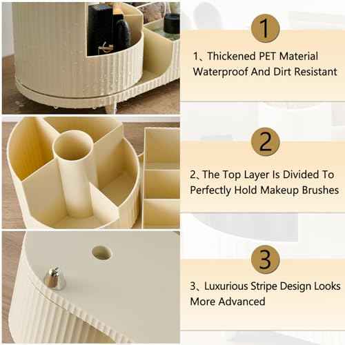 New 360 Rotating Makeup Organizer - Large-Capacity Vanity Organizer, Stores Makeup Brushes and More, Keeps Countertop Clean and Tidy