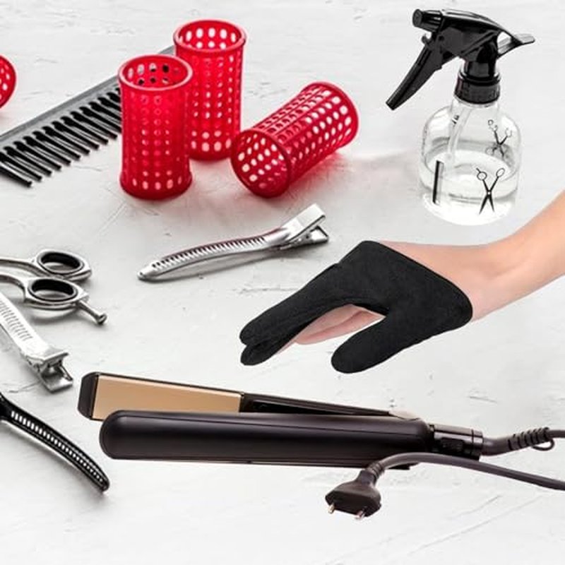 Non-Slip Hair Gloves - Hair Protection Gloves | 3 Finger Heat Resistant Gloves | Curling Wand Gloves | Hair Dye Curling Wand