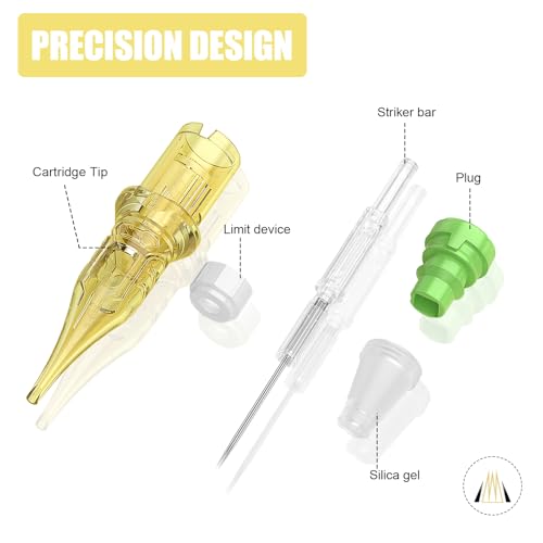 20 PCS Tattoo Needles, Tattoo Cartridge Needles, with Membrane Standard 3RL 5RL 7RL 9RL Pro Disposable Tattoo Needles, Round Liner Shader Magnum for Tattoo Machine Supplies (1207RL)