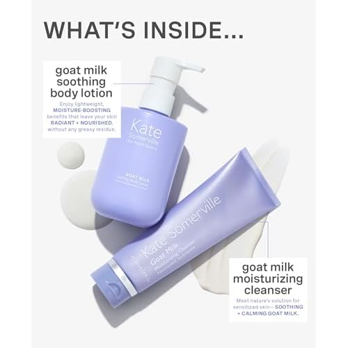 Kate Somerville Stressed Skin Saviors Goat Milk Set ? Full Sized Face and Body Skincare Set with Goat Milk Cleanser & Goat Milk Body Lotion