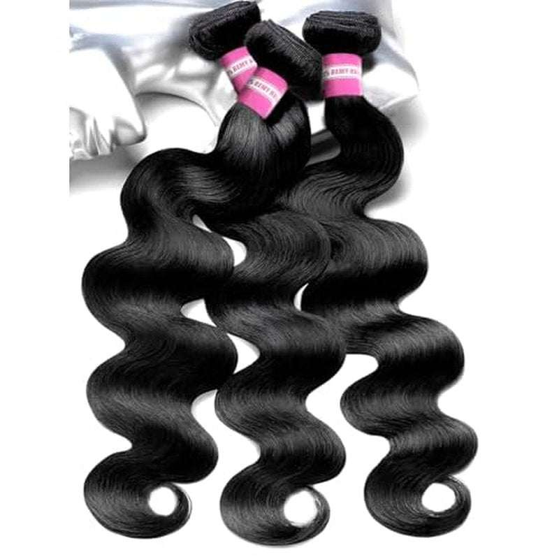 inlovwith Body Wave Bundles Human Hair, 100% Unprocessed Brazilian Virgin Hair, Selected Healthy Human Hair Bundles for Women(3 Bundles, 16 18 20 Inches)