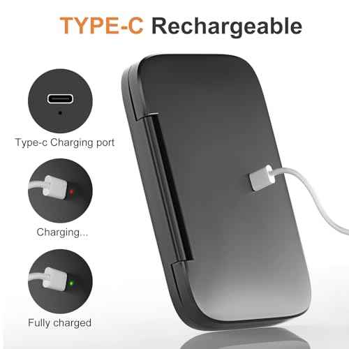 Mini Travel Makeup Mirror with Light ? Dual-Sided 5X/1X Magnification, Auto On/Off LED Lights, 180¡Æ Foldable Design, Portable Cosmetic Mirror for Handbag Small Make up Mirror - Black