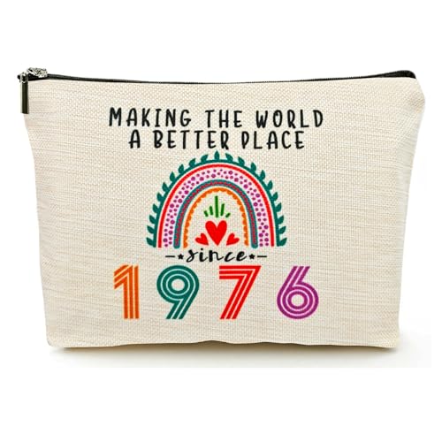 Happy 49th Birthday Gifts for Her Women Makeup Bag, Best 1976 Anniversary 49th Birthday Decorations, 49 Year old and Fabulous Gifts Ideas for Wife, Mom, Mothers Day, Christmas Cosmetic Travel Pouch