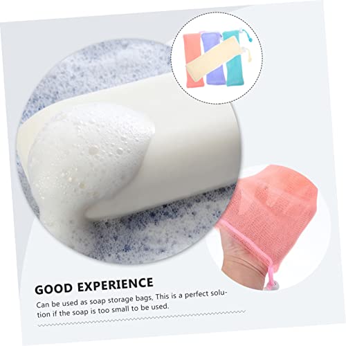 ERINGOGO 4Pcs Soap Mesh Pouch Bags for Cleansing Foaming for Handmade Soap Body Wash and Facial Cleansers Soft and Efficient Exfoliation for Bathroom Storage