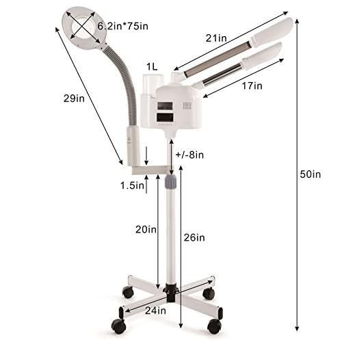 Professional Facial Steamer 3 in 1 Steamer for Face with Hot & Cold Nozzle 5X LED Magnifying Lamp Facial Steamer for Esthetician Beauty Face Equipment Use at Home or Salon