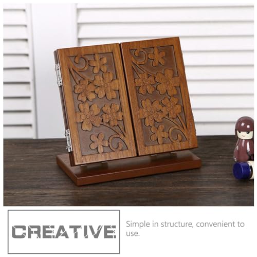 1pc Wood Dressing Table Mirror Wooden Three Mirrors Indoor Desktop Make up Vanity Carved Vanity Makeup Standing Desk Makeup