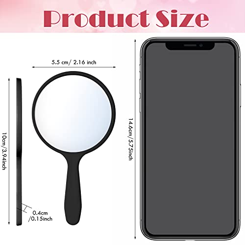 Jetec 25 Pcs Handheld Mirror with Handle, 3.94" L x 2.17" W, Small Portable Round Mirror Bulk for Kids Travel Makeup Classroom Camping Daily DIY Crafts (Black, White)