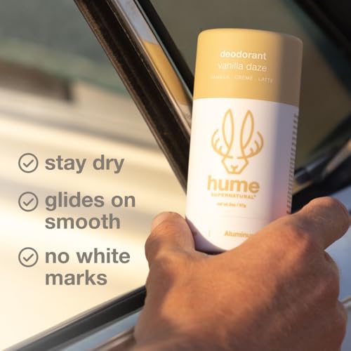 Hume Supernatural Aluminum Free Deodorant for Women & Men - Safe for Sensitive Skin - Probiotic, Plant-Based, Baking Soda Free, Aloe, & Cactus Flower, Anti Sweat, Stain & Odor - Vanilla Daze 3-Pack