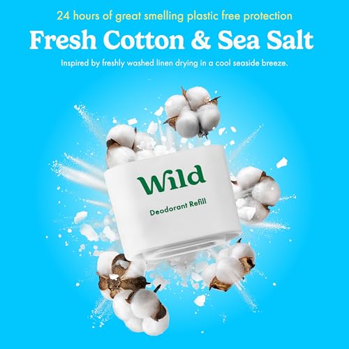 Wild - Refillable Deodorant Variety Pack - Aluminum Free - Scents Include Fresh Cotton & Sea Salt, Cherry Blossom and Coconut & Vanilla - Long Lasting Protection