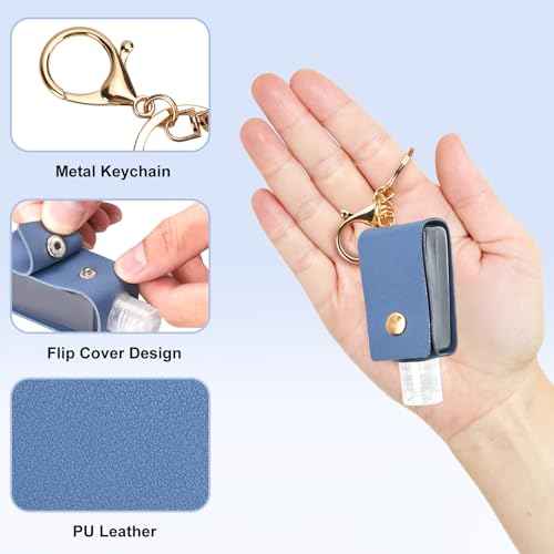10PCS Hand Sanitizer Holders, 30ML Leather Keychain Holder Bottles Cases, Travel Size Empty Squeeze Bottle for Toiletry Shampoo Lotion Soap