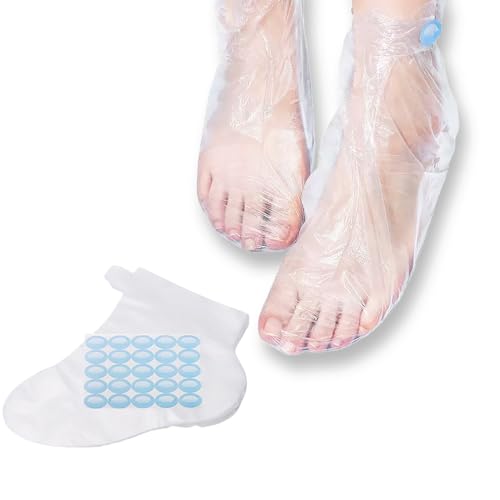 100pcs Paraffin Bath Liners - Disposable Plastic Foot Covers for Moisturizing Foot Spa, Women's Feet Care Socks (Transparent)