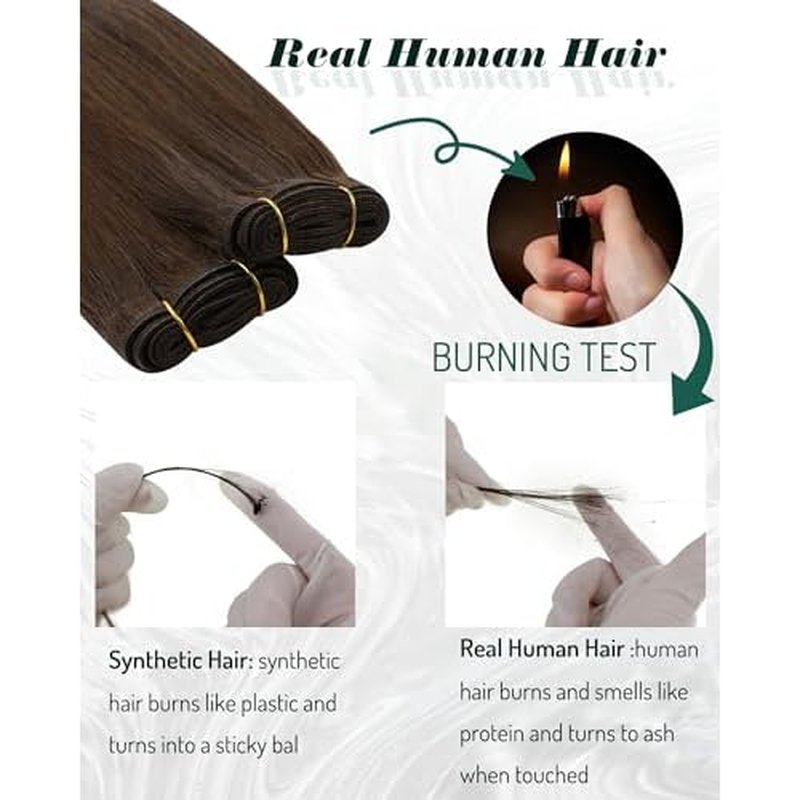 RUNATURE Brown Sew in Hair Extensions Real Human Hair 22 Inch 100g Straight Remy Hair Sew in Extensions #4 Chocolate Brown Weft Human Hair Extensions Weft Sew in Bundles Human Hair Brown Full Ends