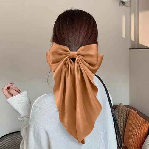 Hair Bows for Women Girls 10 Pcs Big Bows Hair Clips Barrettes Silky Satin Ribbon Bows Layered Large Bow French Style Hair Accessories Oversized Christmas Hair Bows for Women Girls
