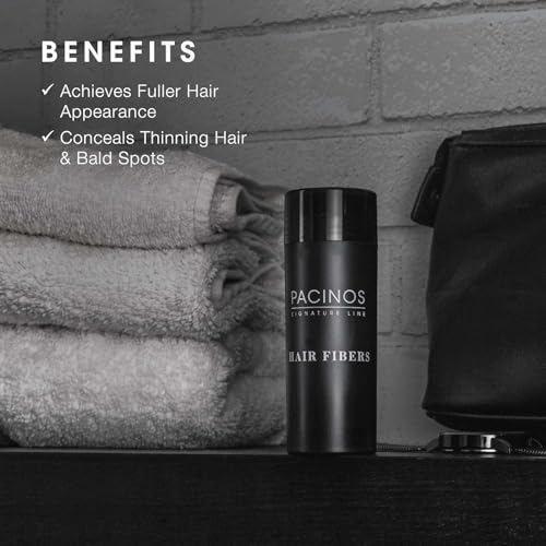 Pacinos Hair Fiber Kit - Conceal Thinning Hair Instantly with Fiber Hold Spray - Black