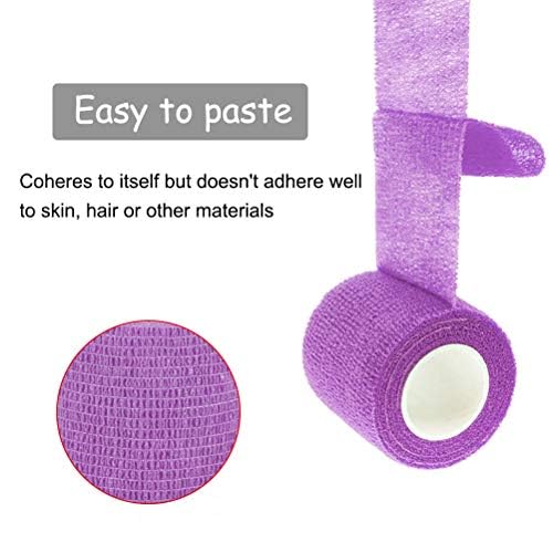 VideoPUP Tattoo Grip Tape Pink,24pcs Disposable Cohesive Tattoo Grip Cover Elastic Bandage Handle Grip Tube for Tattoo Machine Tattoo Grip Accessories, Purple