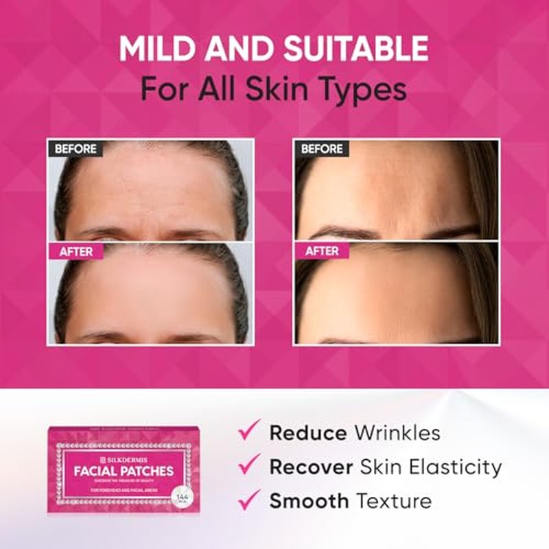 Facial Wrinkle Patches: Anti Wrinkle Facial Patches overnight- Forehead Wrinkles Treatment (Red(144 pcs))