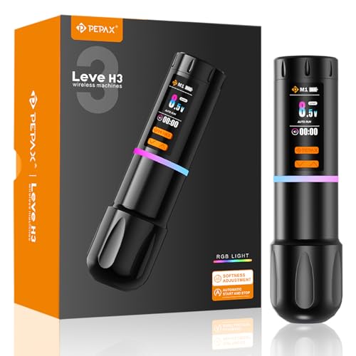 Leve H3 Tattoo Pen Machine - Professional Cordless Tattoo Gun with 4.2mm Stroke Cartridges - with Smart LED Display 2000mAh Battery Brushless Motorfor for Lining Shading Coloring