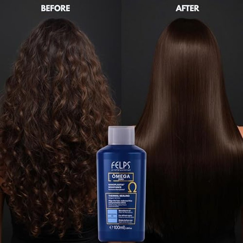 Kit 3 Mini Felps Professional Omega Zero Nanoplastia Hair Straightening Treatment, Formaldehyde-Free, with Macadamia Oil, Mini 3x3.38 fl.oz