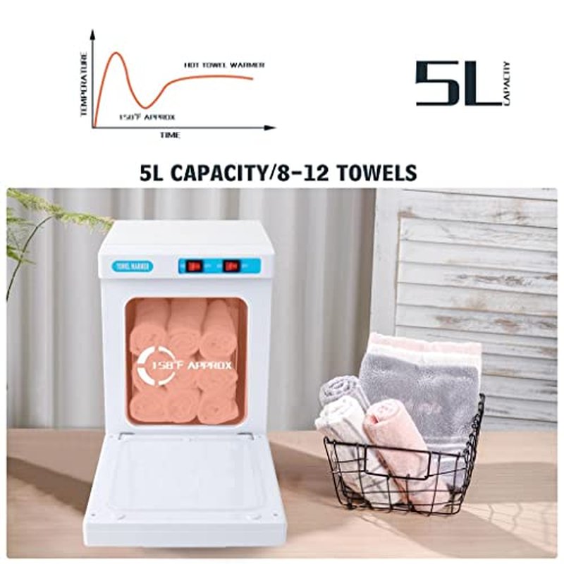 Artist hand Hot Towel Warmer for Spa Facials Salon, 5L Small Hot Towel Warmer Cabinet for Bathroom, Barber Esthetician, and Family Use (5L/White)