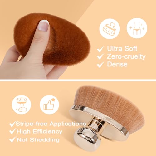 Extra Large Body Makeup Brush for Self Tanner ? 115mm Wide Oval Kabuki Body Brush for Bronzer Blend & Blur, Vegan Fiber Self Tanning Brush for Legs & Body with Drawstring Bag by Yoseng