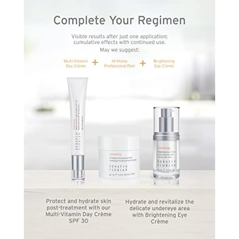 Kerstin Florian Correcting At Home Professional Peel | Glycolic & Lactic Acid Exfoliating Pore Pads (50 individual pads)