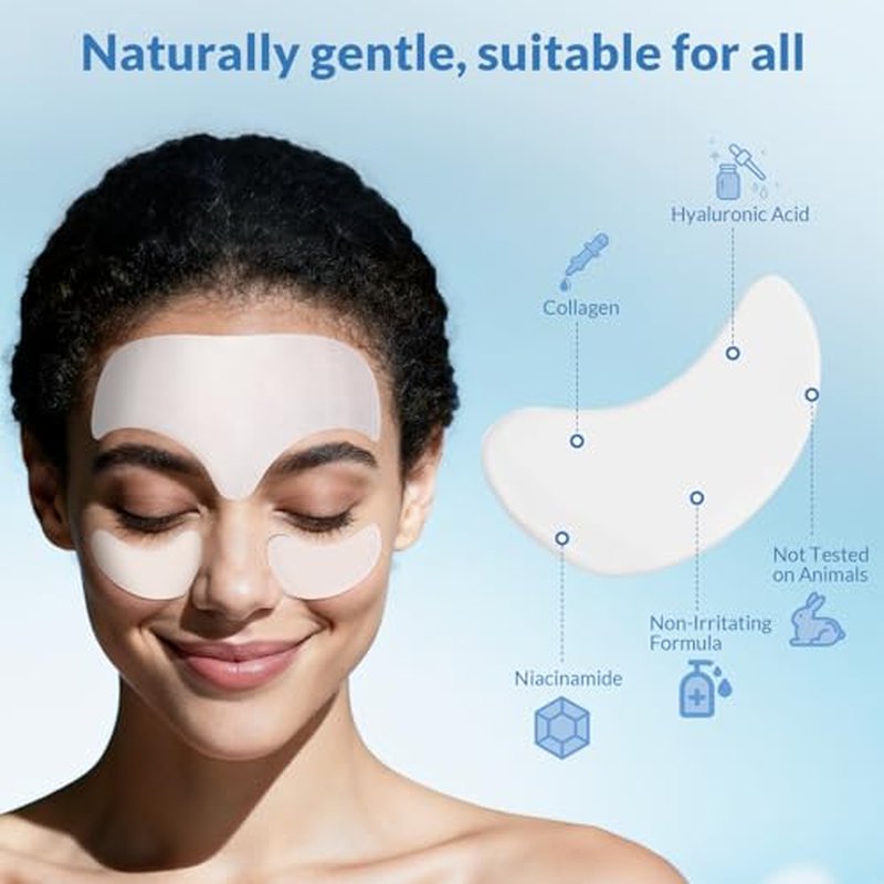 Forehead Wrinkle Patches & Under Eye Pads with Collagen & Hyaluronic Acid, Anti-Wrinkle Care for Forehead Lines, Puffy Eyes, Dark Circles & Eye Bags, 18 Pcs