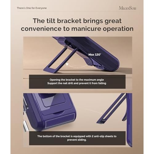 MelodySusie Professional 2 in 1 Nail Drill Kit 40,000 RPM, MB420G Brushless Portable Cordless Rechargeable Electric Nail File, Efile Nail Drill Machine for Acrylic Gel Nails Polishing Removing, Purple