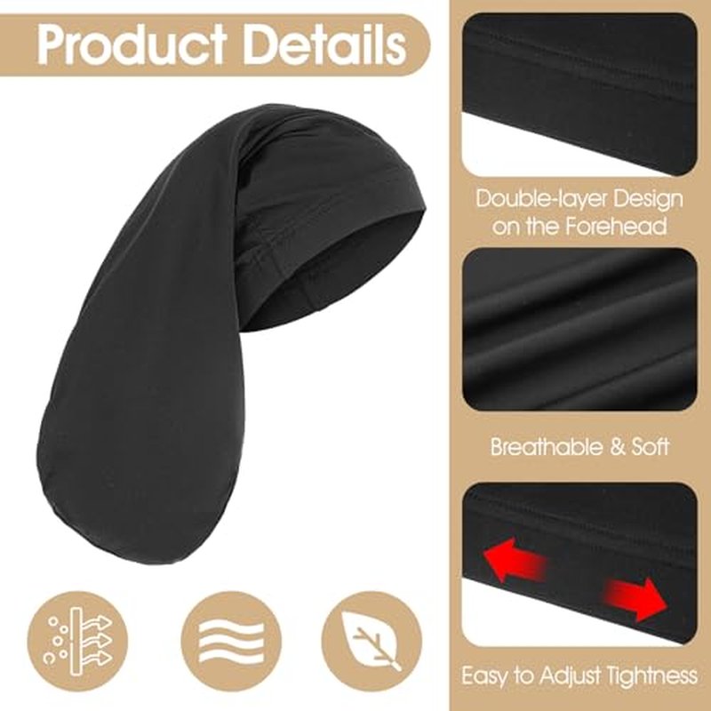 Unisex Dreadlock Cap,10 Pieces Spandex Dreadlock Caps Black Long Hair Dreads Head Wrap Sleep Bonnet Full Cover for Men Women