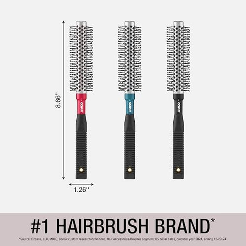 Conair Style & Volumize Metal Round hair brush - Blow Drying brush - Hairbrush for Short Hair Length - Color at random -1 Count