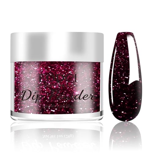 Dip Powder Glitter Wine Red for Valentine, Red Dip Powder Nail 1 Oz Nail Dipping Powder French Nail Art for Starter Manicure Salon DIY at Home, Fall Winter Dip Powder Colors Long Lasting