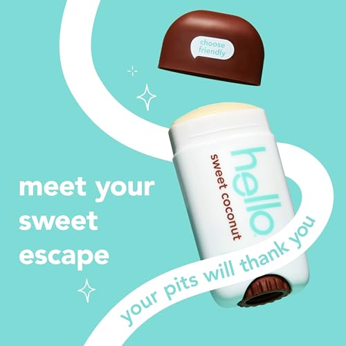 hello Sweet Coconut Deodorant With Shea Butter for Women + Men, Aluminum Free, Baking Soda Free, Parabens Free, 24 Hour Odor Protection, 2.6 Ounce, 2 Pack