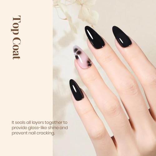 Beetles Top Coat Base Gel & Nail Glue Set-3Pcs No Wipe Top Coat Gel Nail Polish & Base Coat with 9 In 1 Nail Glue Shine Effect Long Lasting Soak Off Uv Light Lamp Diy Fall Nail Gifts for Women & Girls